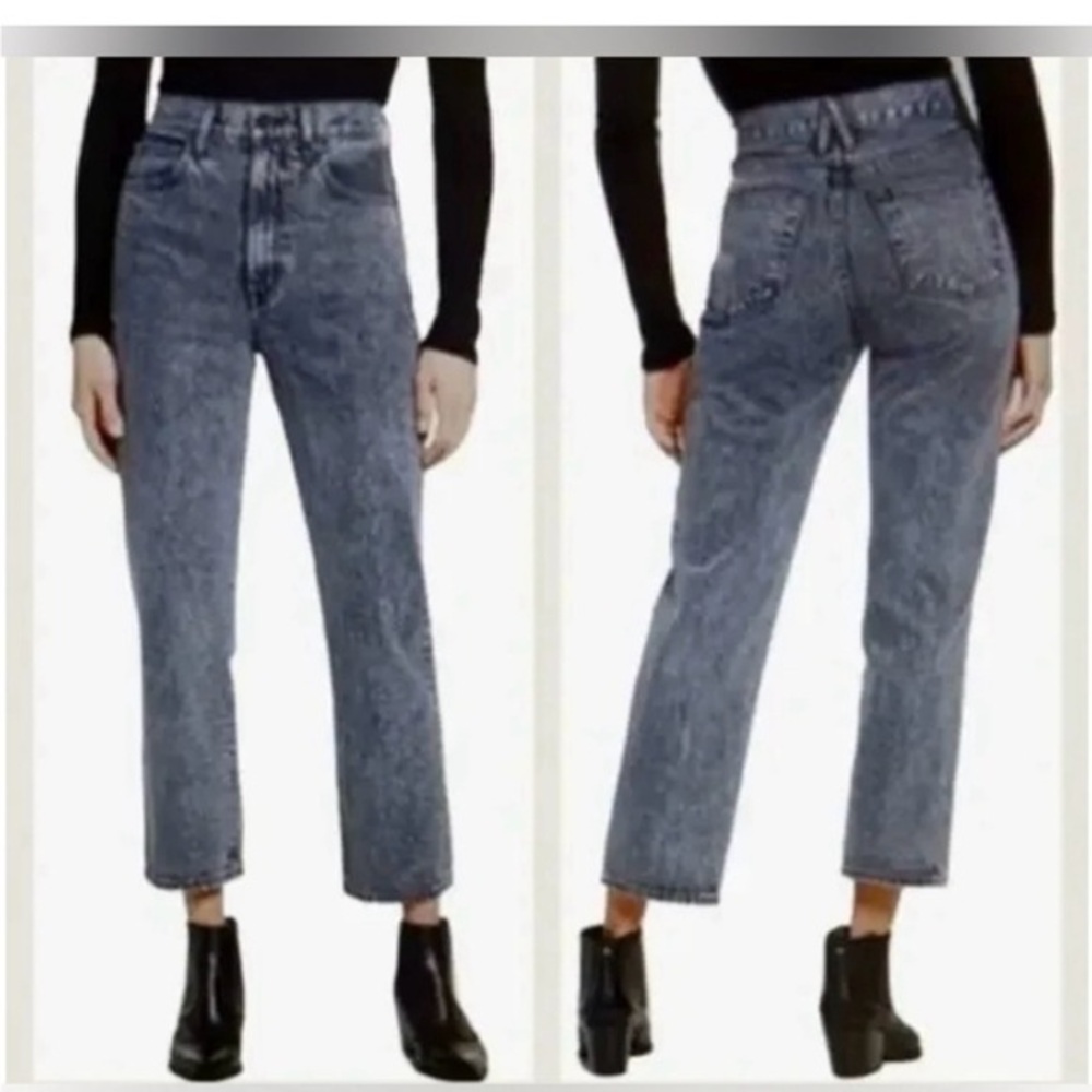 Slvrlake Stella high waisted straight leg, black gray jeans, size 28